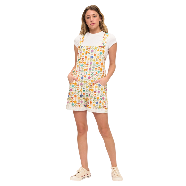 Retro Mod Floral Shortalls