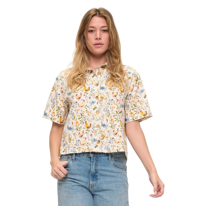 Rooster and Floral Shirt