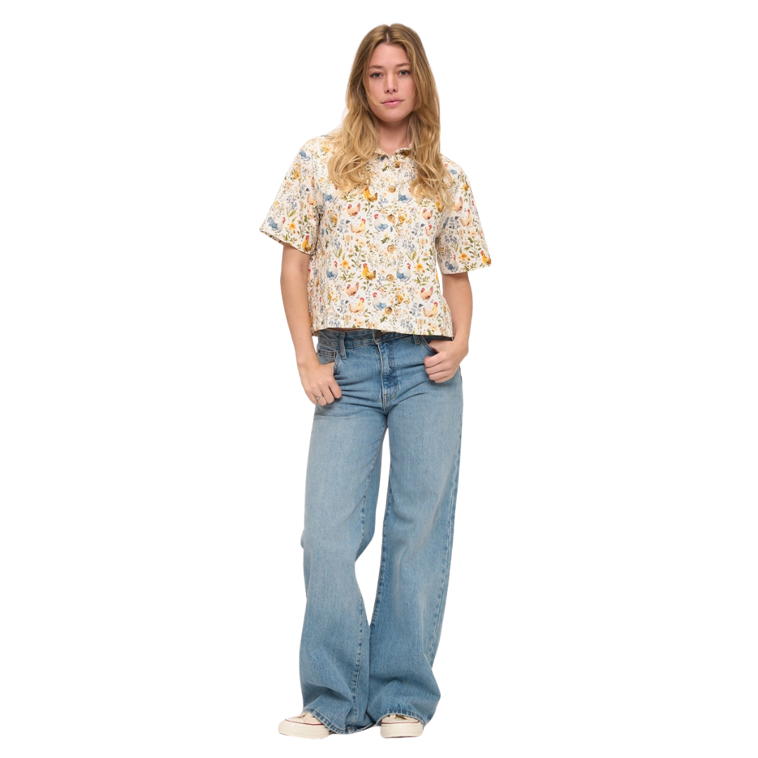Rooster and Floral Shirt