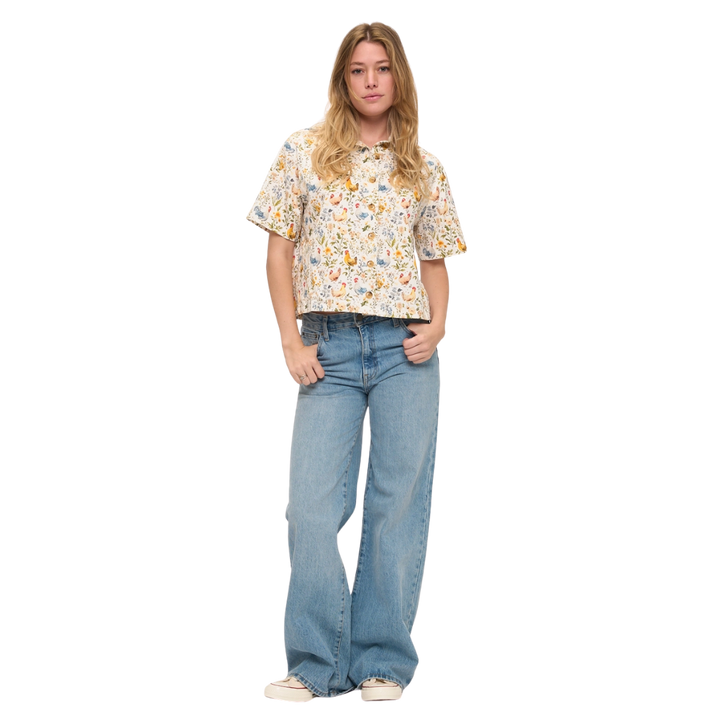 Rooster and Floral Shirt