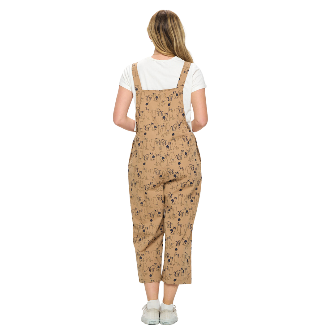 All Over Cat Print Overalls