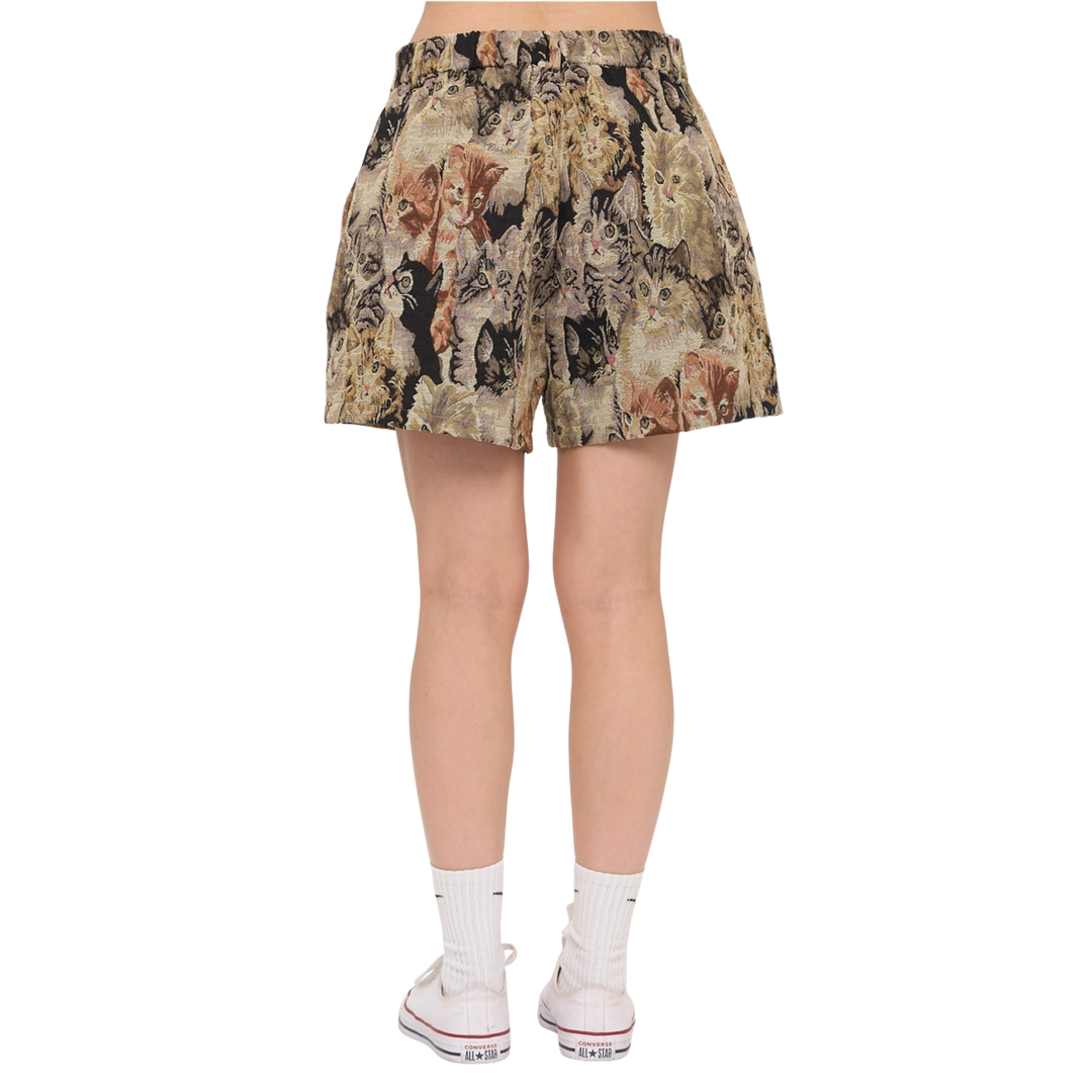 Cat Collage Print Tapestry Shorts