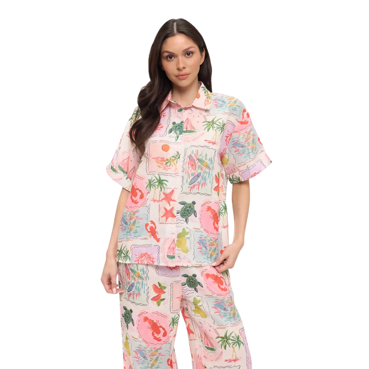 Coastal Vacation Button-Down Shirt