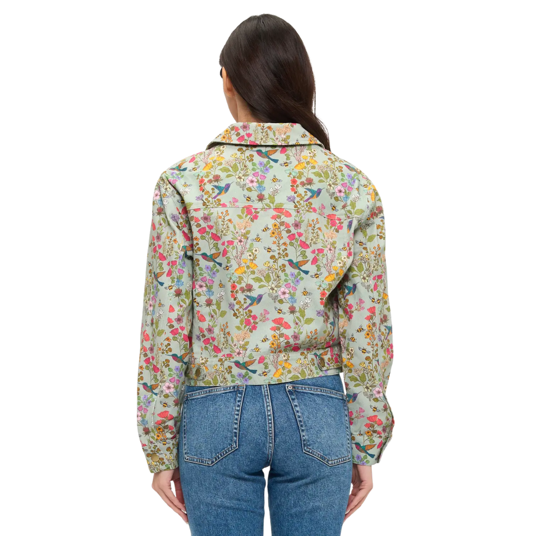 Green Floral Humming Bird Jacket