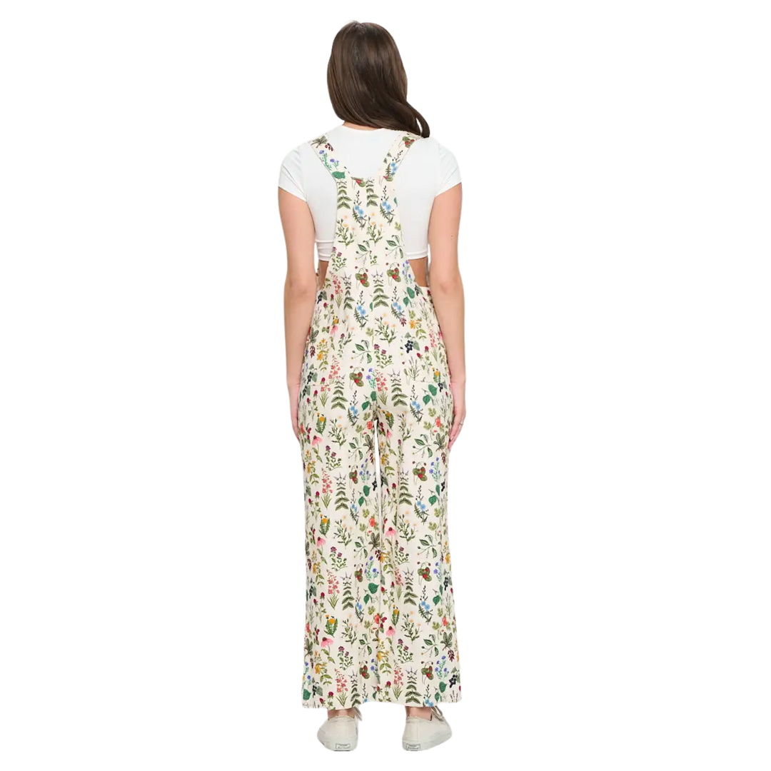 Floral Garden Print Overalls