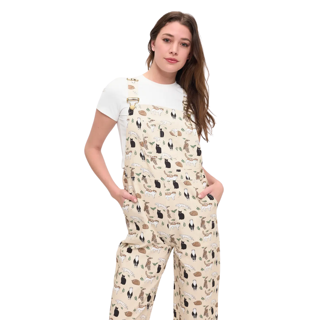 Playful Cats and Leaves Overalls