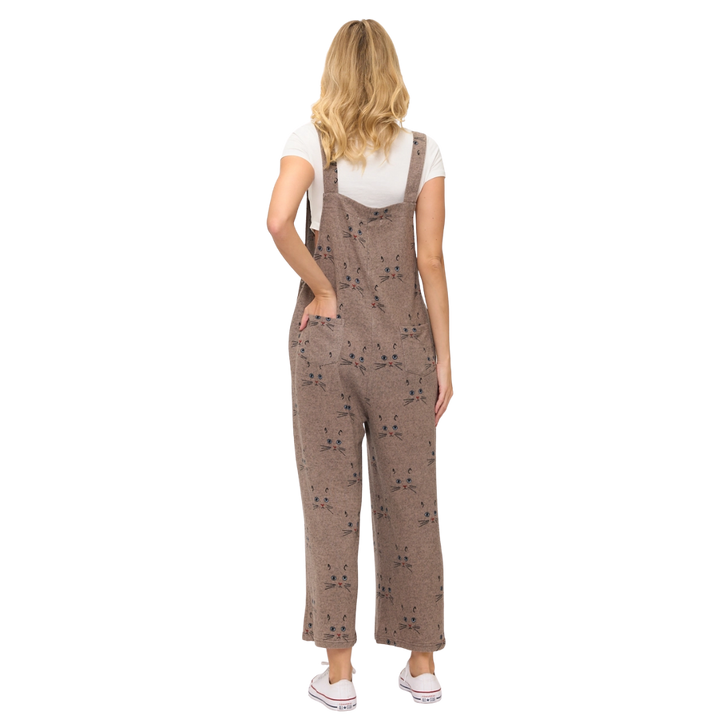 Cat Whiskers Print Overalls
