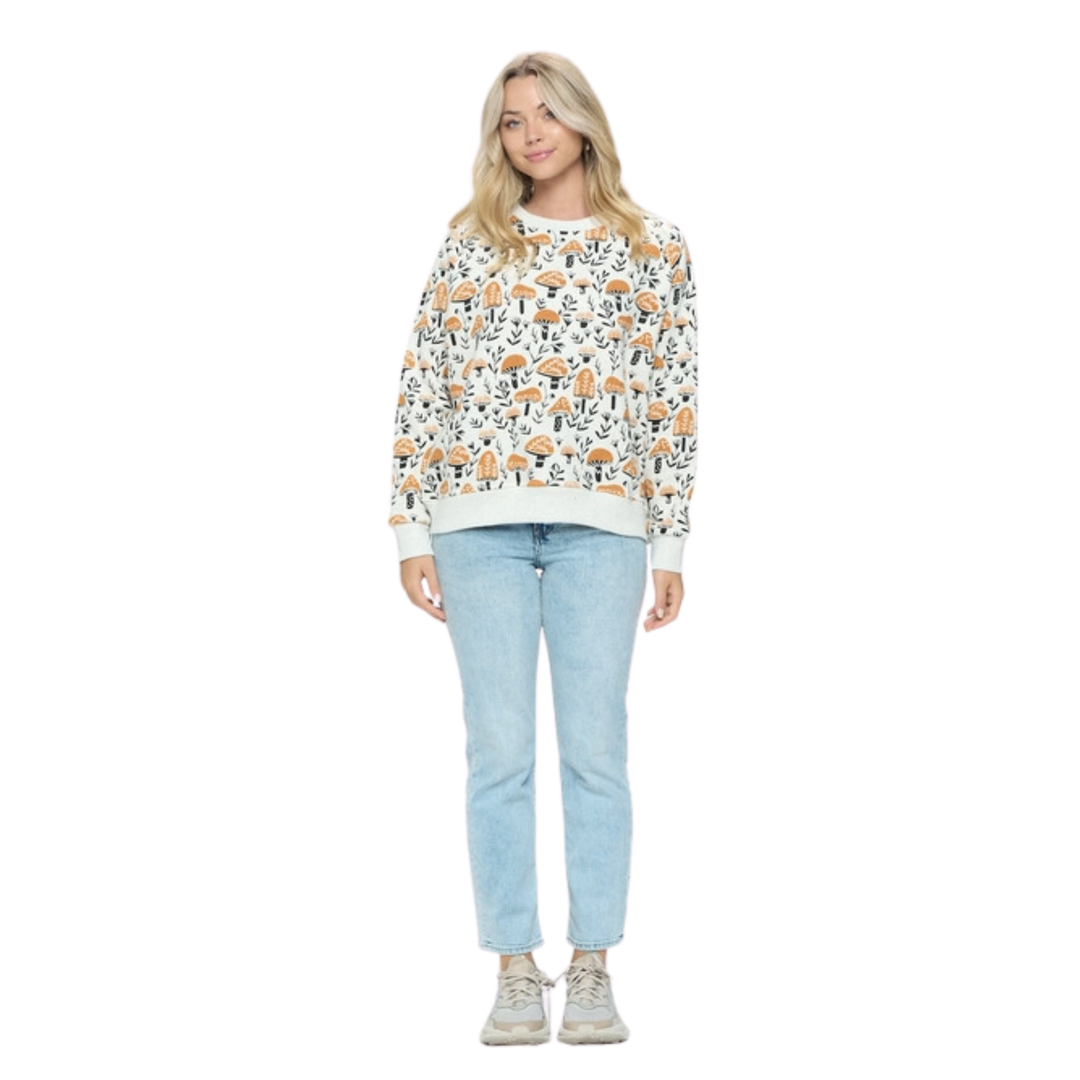 Brown Mushroom Print Sweatshirt