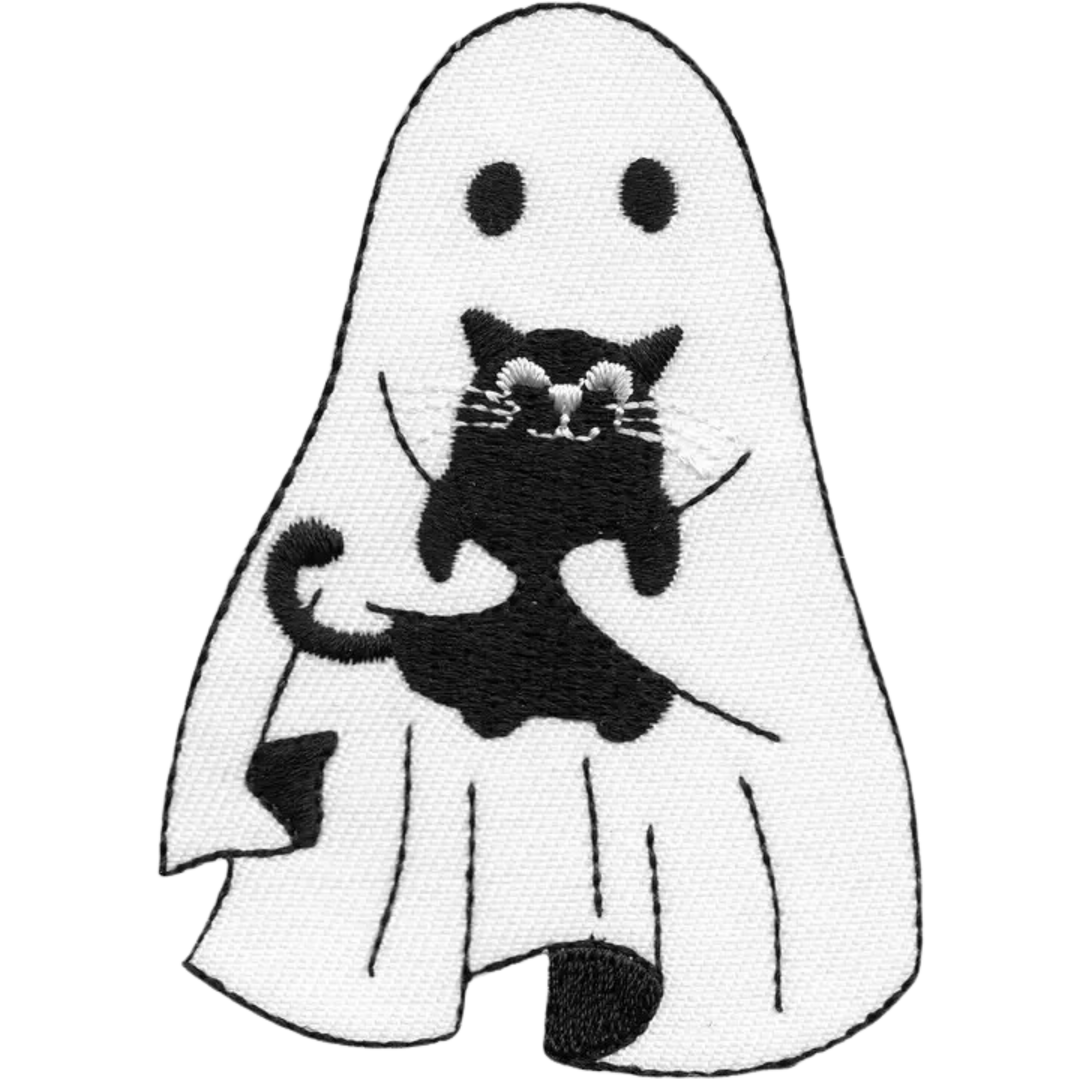 Ghost Holding A Black Cat Patch