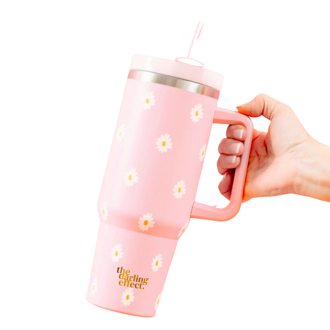 40oz Take Me Everywhere Tumbler - Dancing Daisy Pink