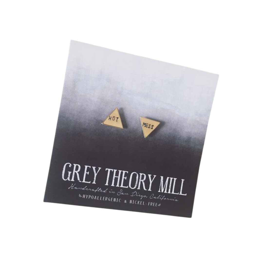 Hot Mess Brass Triangle Studs