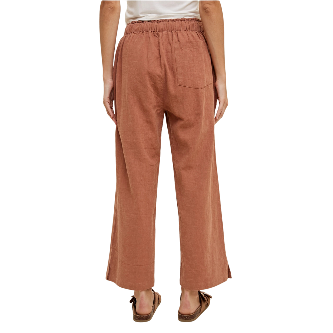 Linen Paperbag Pants with Pockets