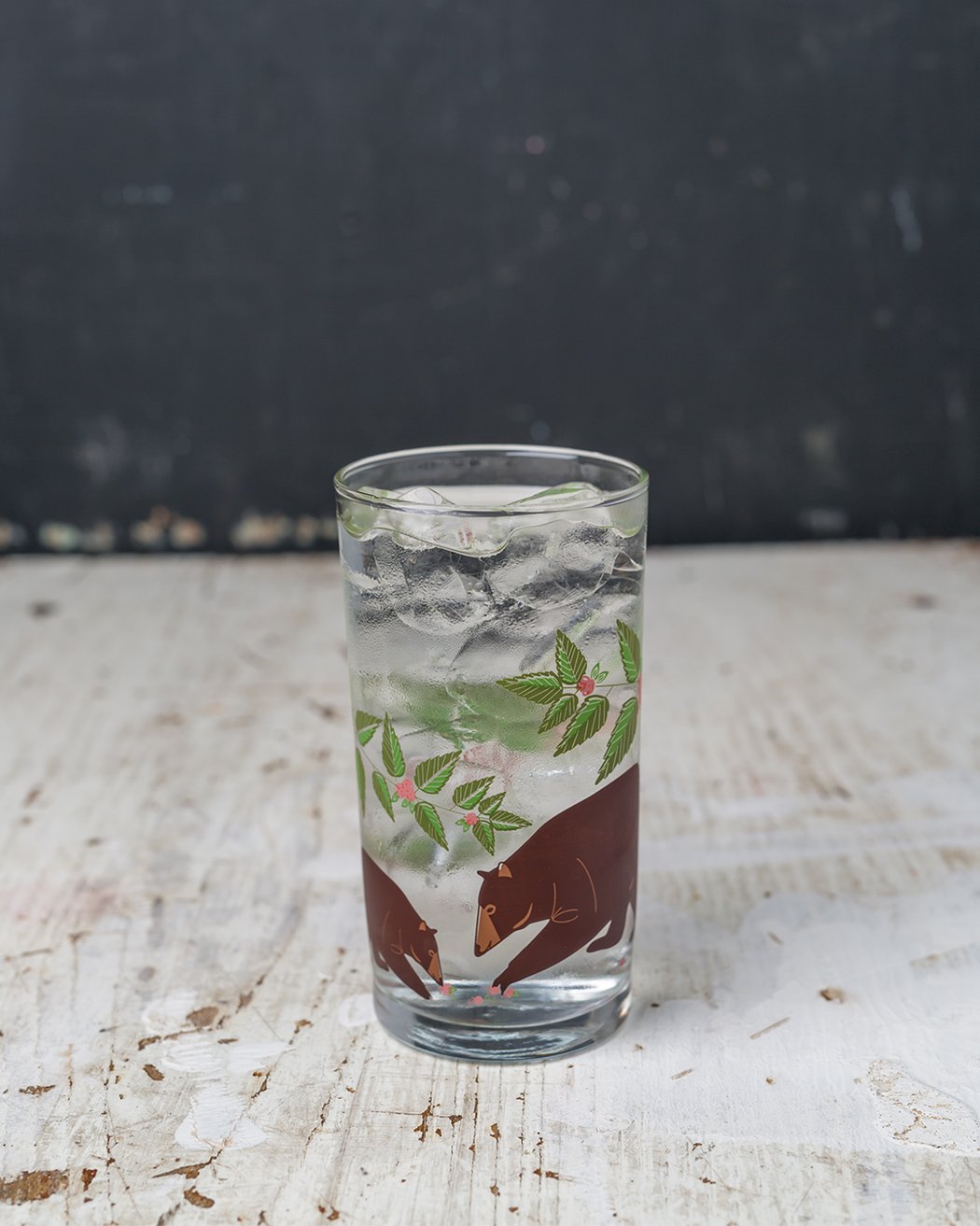 Bear and Flowers Drinking Glass