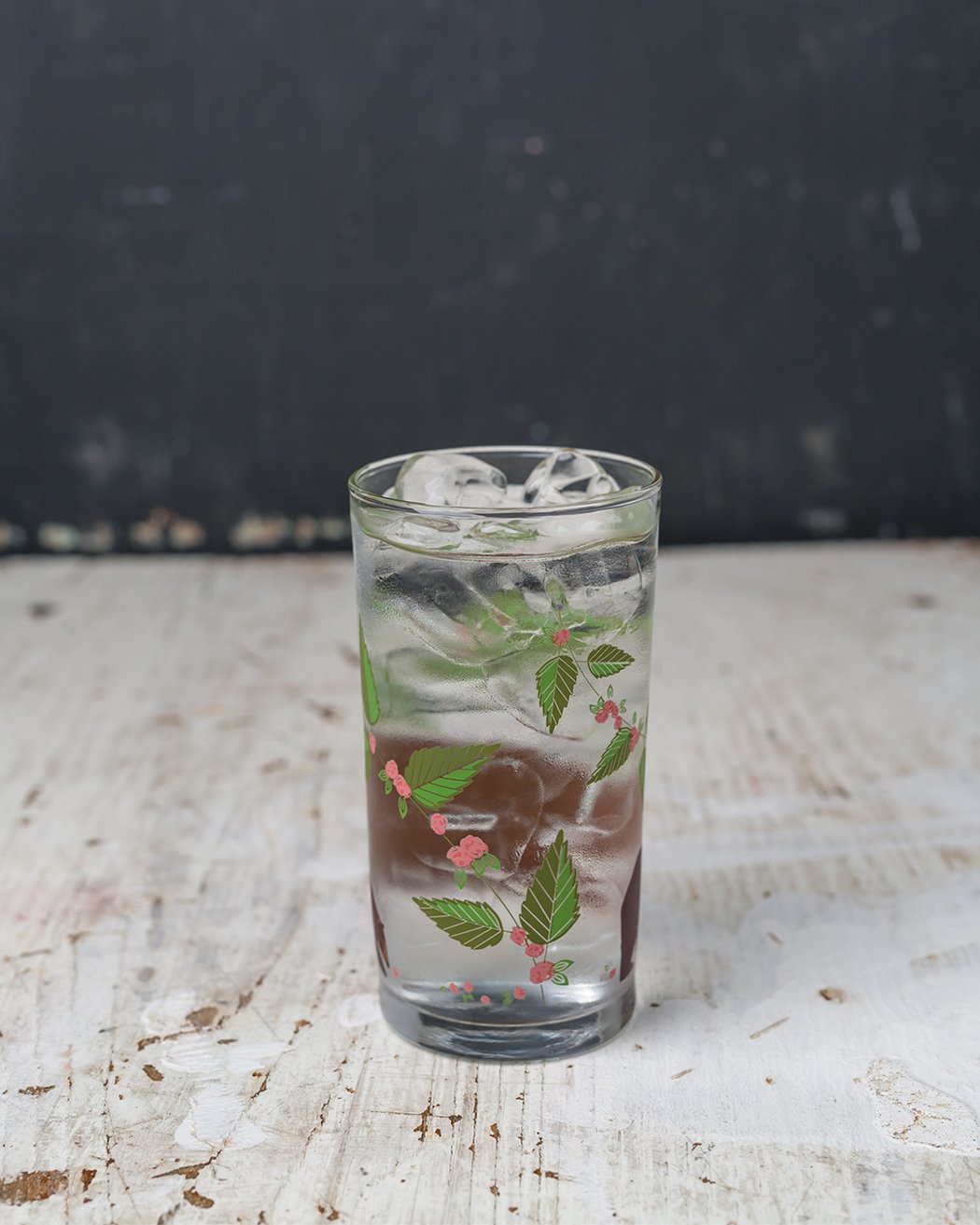 Bear and Flowers Drinking Glass