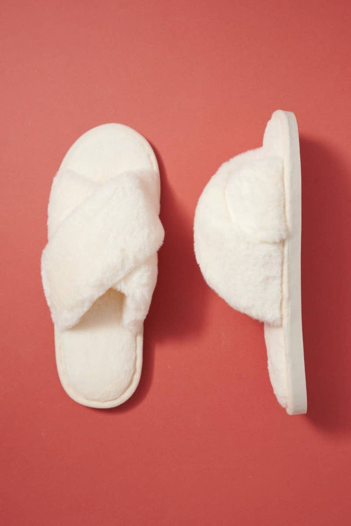 Cream Furry Slippers