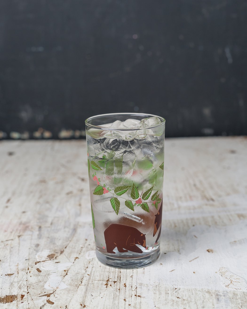 Bear and Flowers Drinking Glass