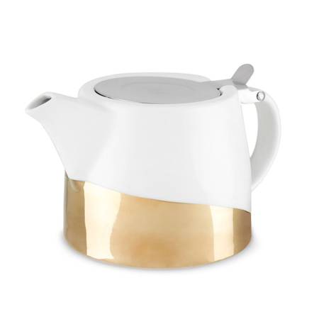Gold Dipped Ceramic Teapot & Infuser