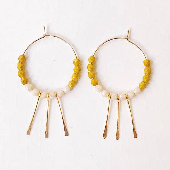 Beaded Hoop Paddle Earrings