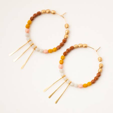 Beaded Hoop Paddle Earrings