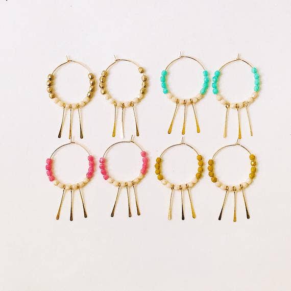Beaded Hoop Paddle Earrings