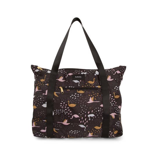 Large Black Swans Packable Tote Bag