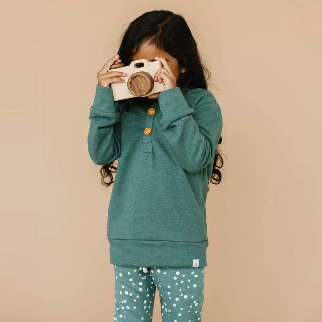 Teal Button Hoodie