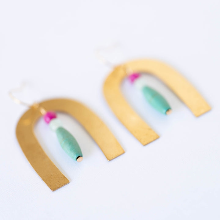 U-Shaped Gemstone Earrings