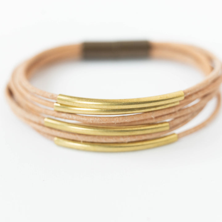 Natural Leather Bracelet with Magnetic Clasp