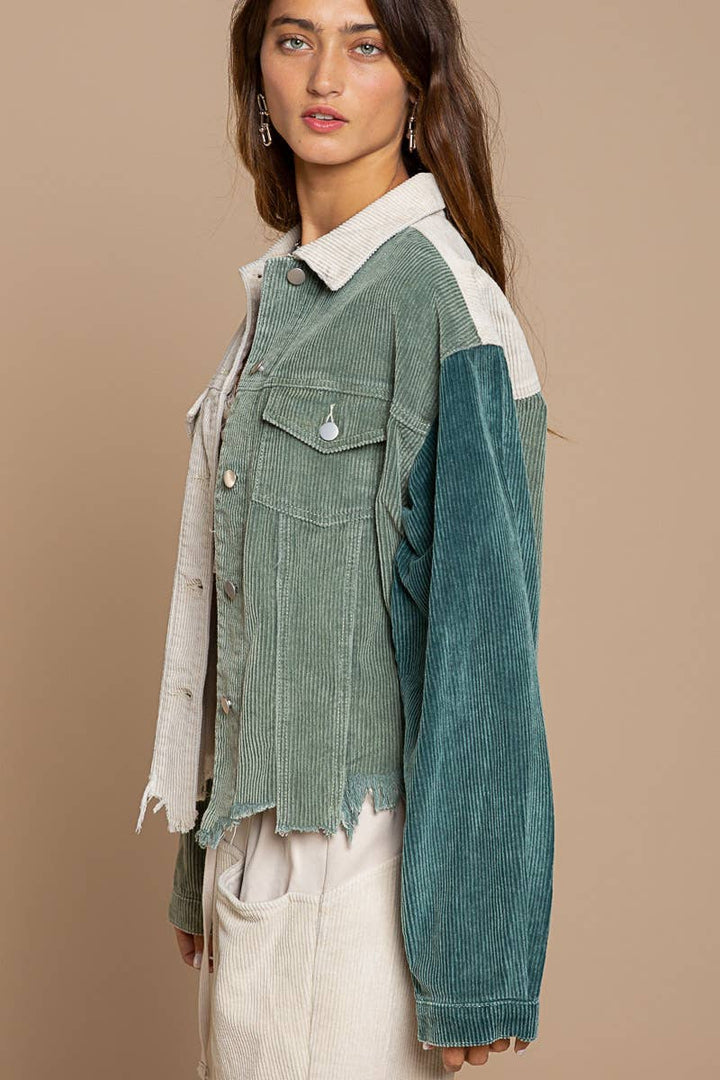 Beige/Dusky Olive Corduroy Jacket