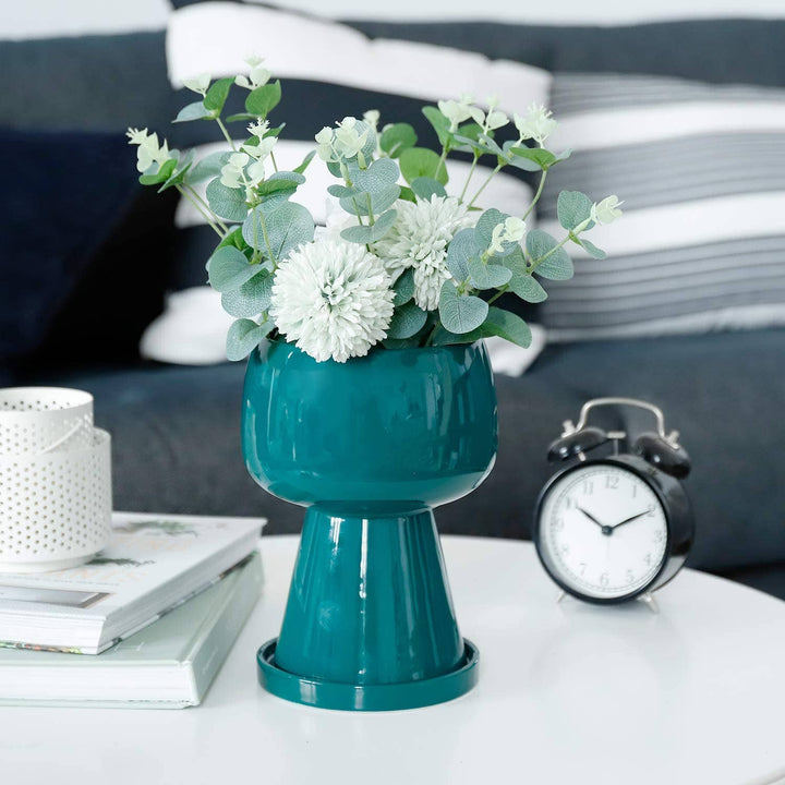 4.9 Inch Modern Teal Ceramic Flower Pot