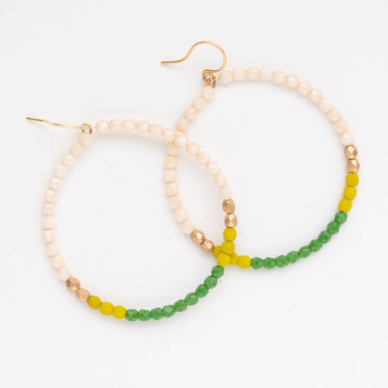 Large Green and Blush Dangle Hoops
