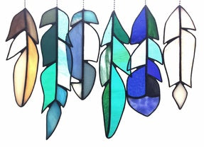 Blue Jay Stained Glass Feather- Sky Blue