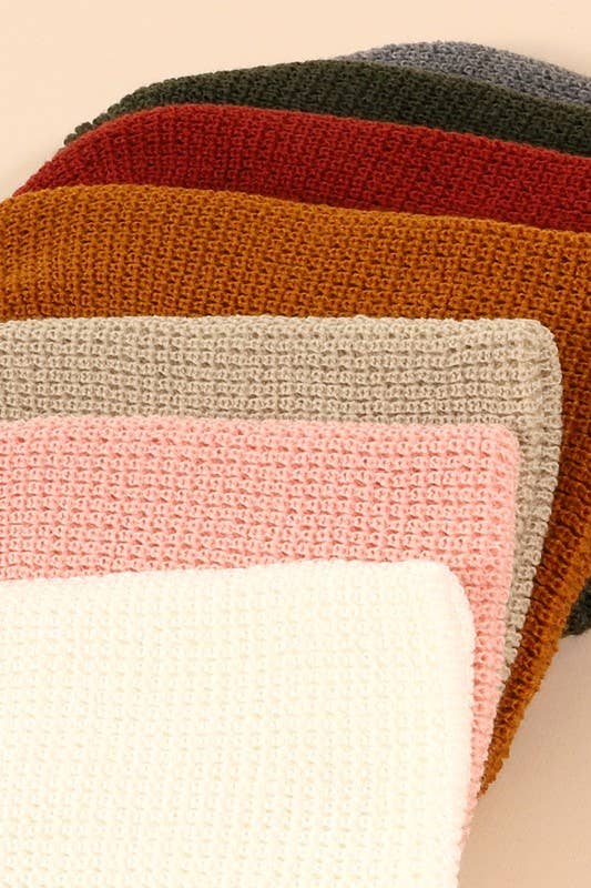 Low Gauge Waffle Knit Slouchy Beanie