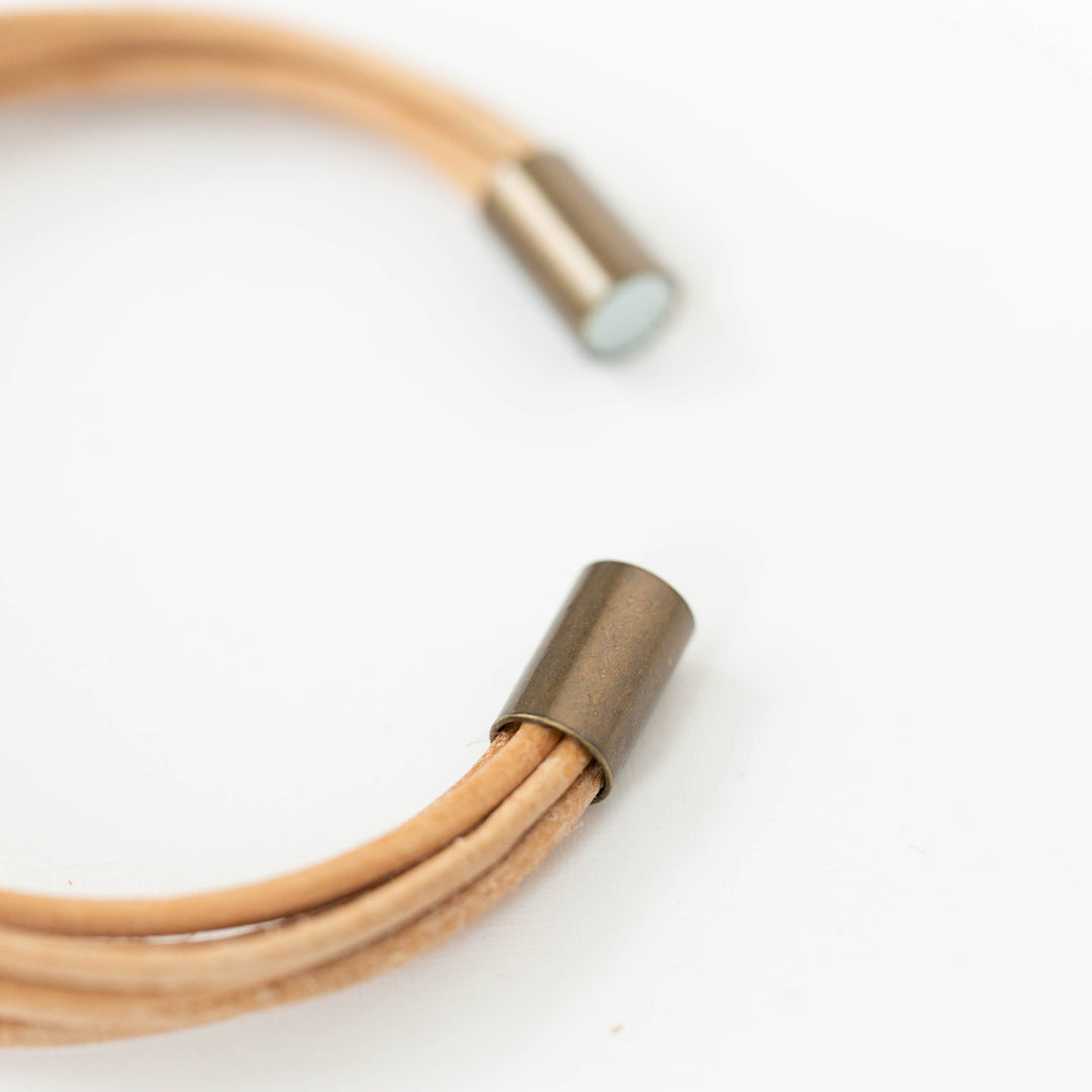 Natural Leather Bracelet with Magnetic Clasp