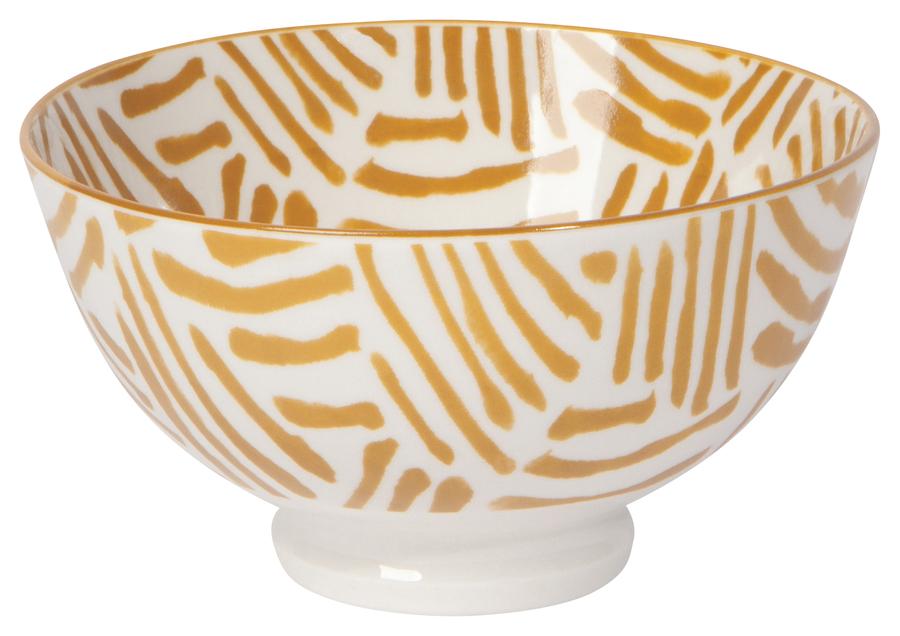 Ochre Lines Porcelain Bowl