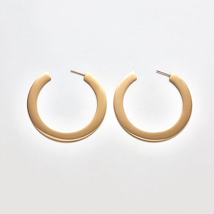 Flat Gold Hoop Earrings