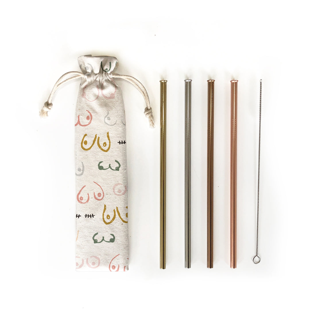 6 Piece Reusable Straw Set- Assorted Patterns