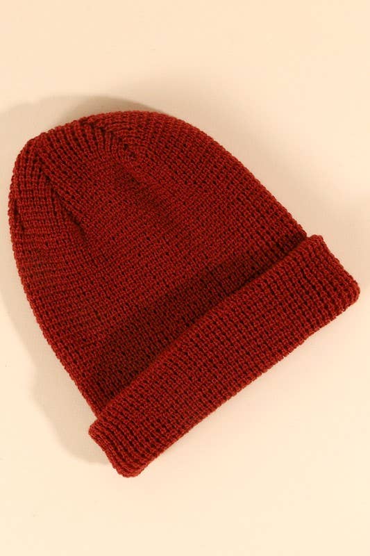 Low Gauge Waffle Knit Slouchy Beanie