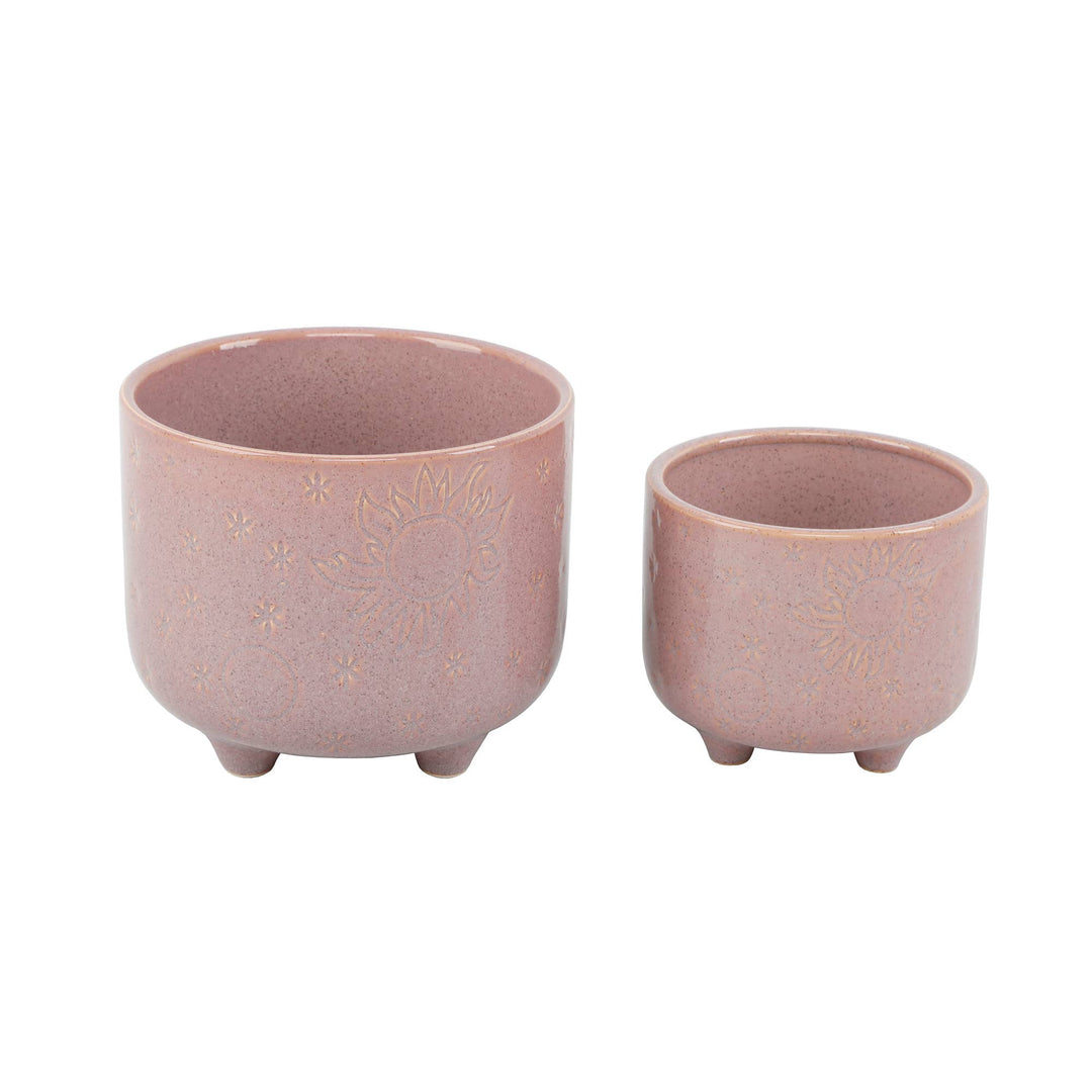 Sun Moon Ceramic Footed Planter