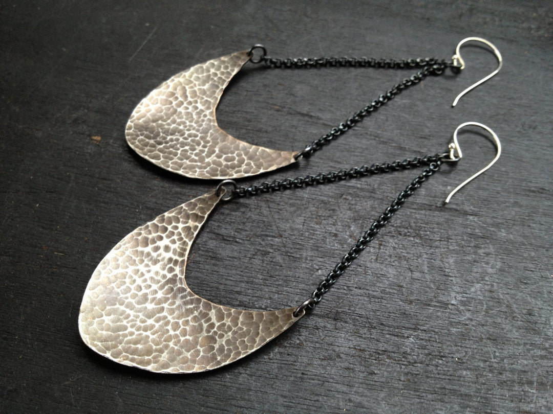 Silver Pendulum Earrings Large