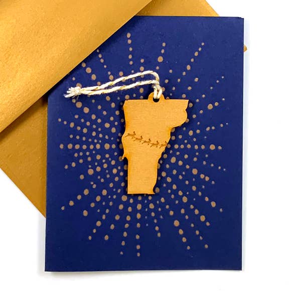 Vermont Mini Reindeer Ornament with Letterpress Card