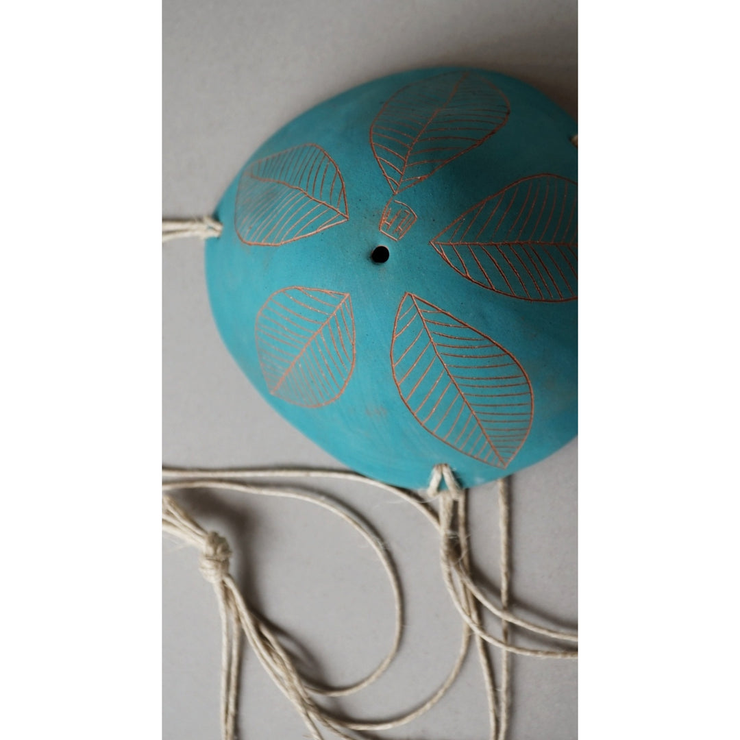 Leaf Hanging Planter in Teal & Terracotta