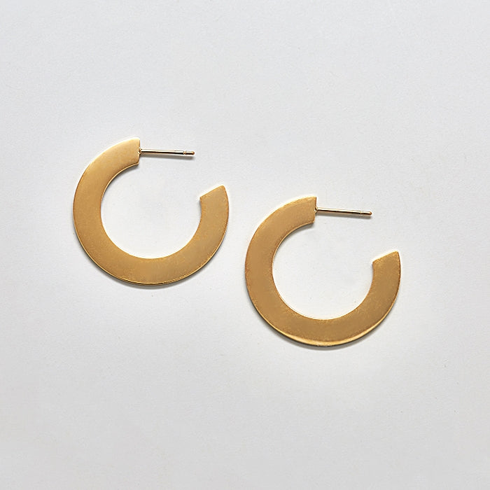 Flat Gold Hoop Earrings