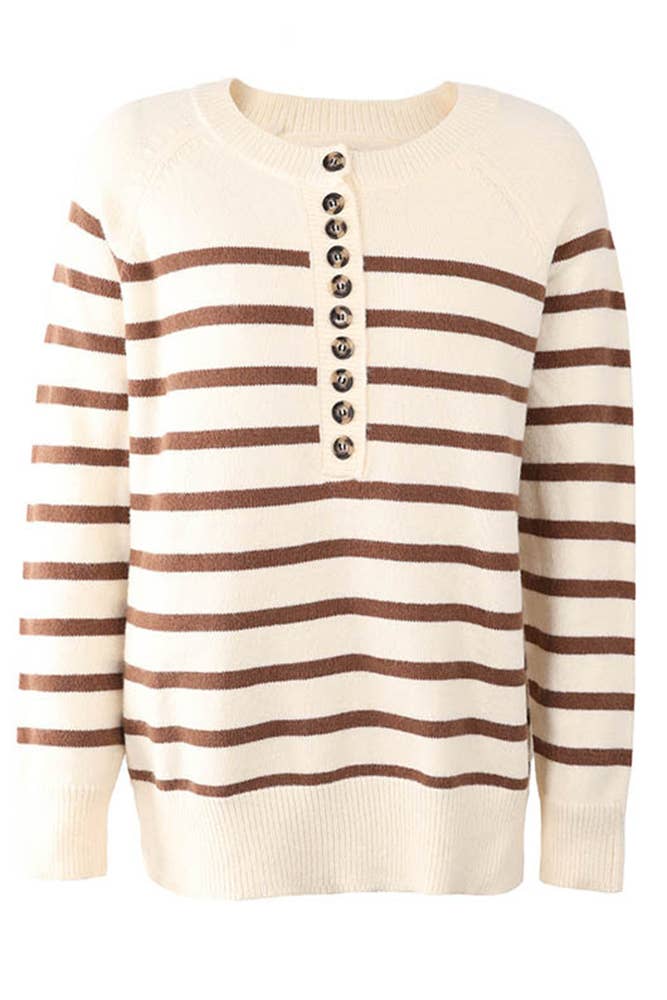 Stripe Button Sweater