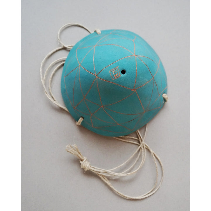 Geotriangle Hanging Planter in Teal & Terracotta