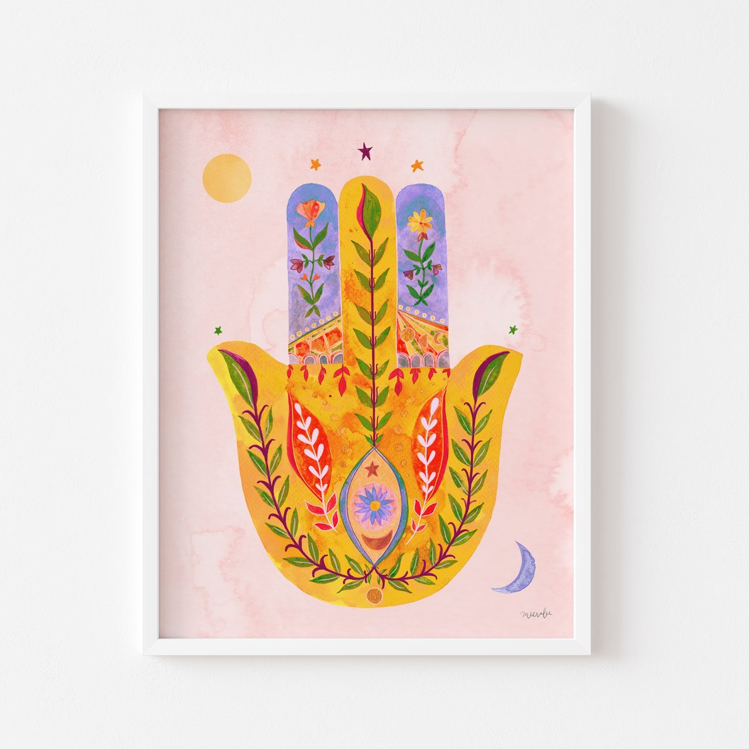 Floral Hamsa Wall Art Print