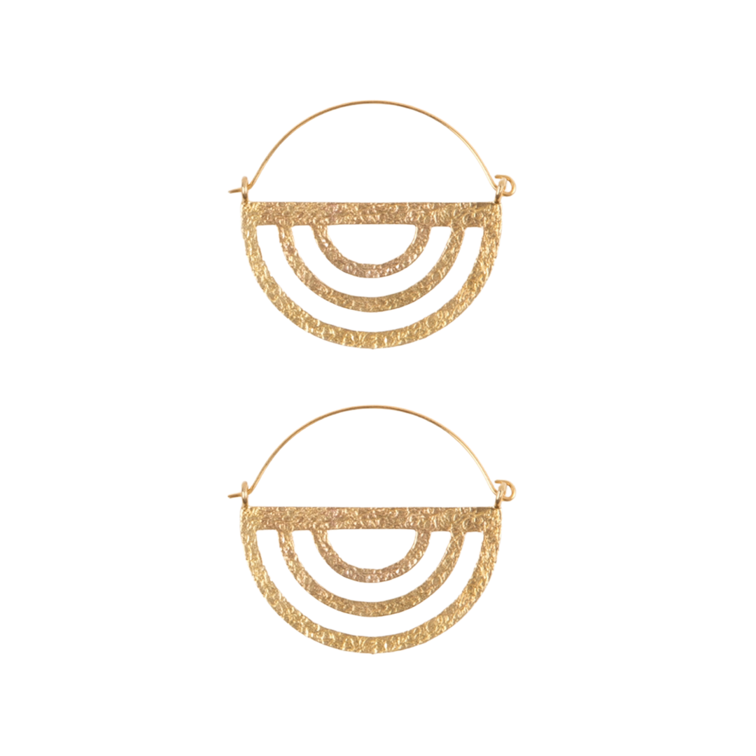 Brass Rainbow Hoop Earrings