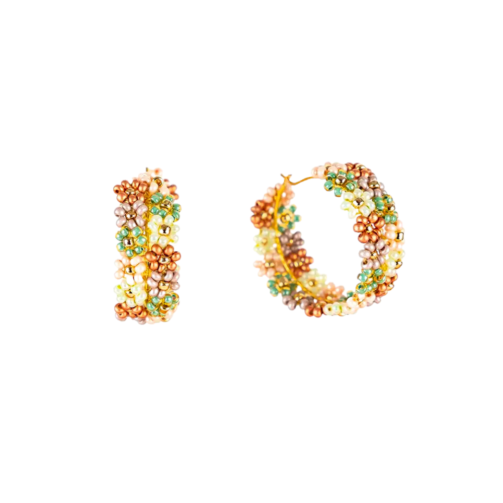 Double Daisy Hoop Earrings