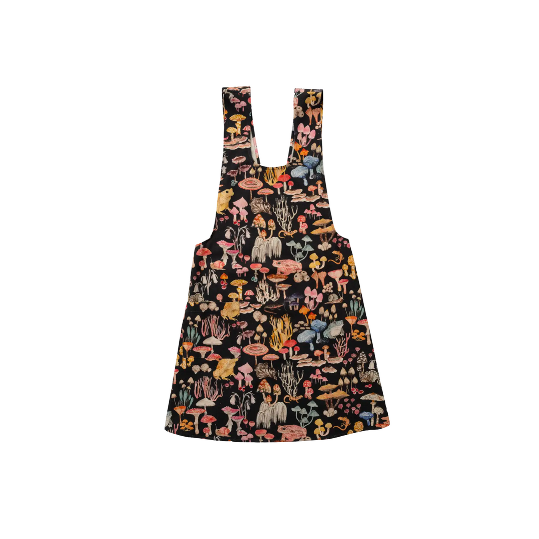 Pinafore Apron- Black Mushroom Magic