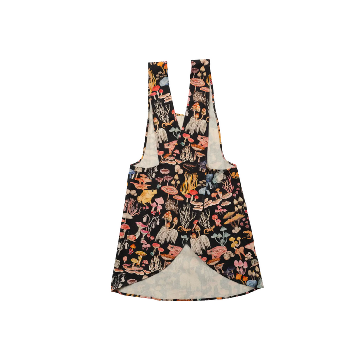 Pinafore Apron- Black Mushroom Magic